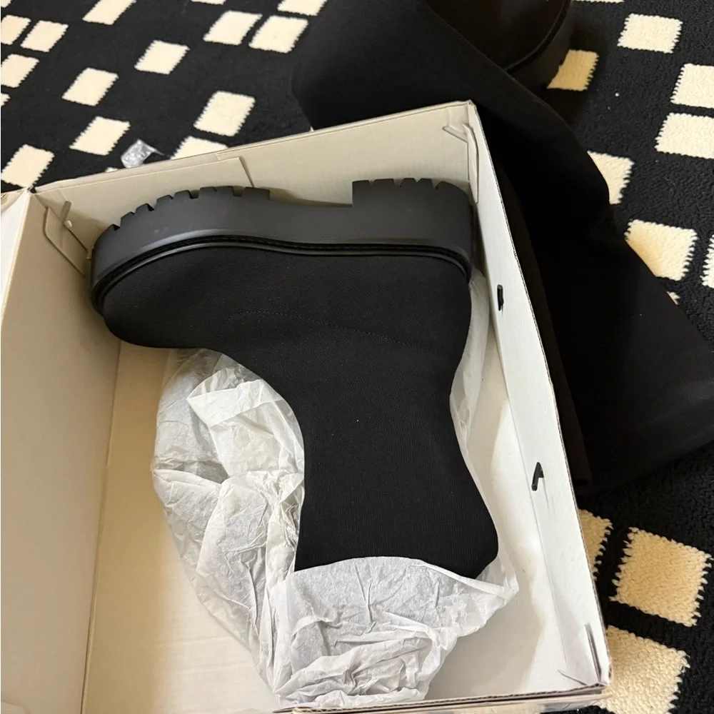 Aldo Black Over-the-Knee Stretch Platform Boots - Picture 1 of 7